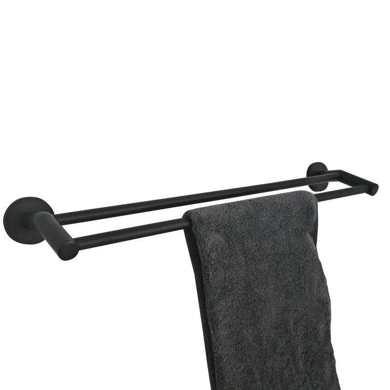 black towel holder wall 60cm Double Towel Holder Black Finish Wall Mounted Rack Holder Accessory