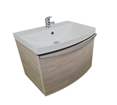 Ceramic Basin Sink 600mm Wall Hung Vanity Unit 1 Drawer Cabinet Wood Finish Ceramic Sink Basin