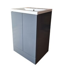 Load image into Gallery viewer, Floor Standing Vanity Unit 600mm Gray Bathroom Storage Floor Standing Vanity Unit &amp; Ceramic Sink
