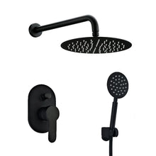 Load image into Gallery viewer, Concealed Rear Wall Round Mixer Head Black Matt Finish Shower Set
