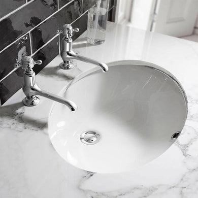 Undermount Basin Sink 570 x 400 mm Bathroom Basin Sink Ceramic Undermount Gloss White Finish