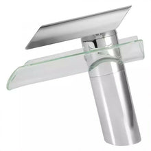 Load image into Gallery viewer, Hot&amp;Cold Basin Tap Chrome Finish Glass Waterfall Bathroom Tap Fitting Sink Tap Design Hot&amp;Cold Basin Tap Chrome Finish
