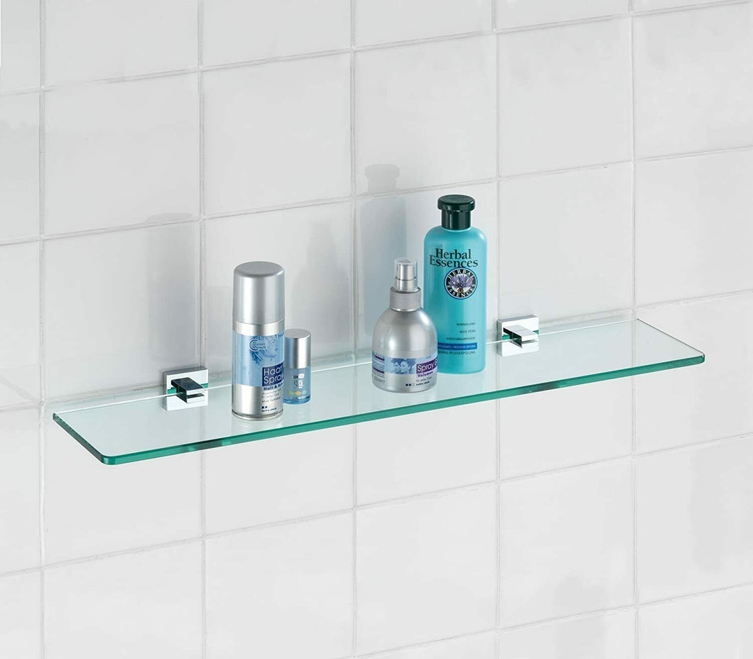 Glass Fittings 50 cm Glass Chrome Fittings 50cm Bathroom Shelf Shelves Floating Wall Mounted Accessory