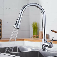 Load image into Gallery viewer, kitchen tap with pull out spray Kitchen Tap Chrome Finish 360° Faucet Pull Out Sprayer 1 Handle Mixer
