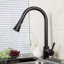 Load image into Gallery viewer, Kitchen Tap Black Matte Kitchen Tap Black Finish Mixer Tap with Pull Out Hose Monobloc Sink Faucet 360°

