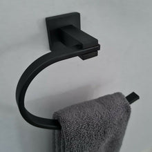 Load image into Gallery viewer, Black Towel Holder Black Towel Holder Bathroom WC Square Wall Mounted Modern Towel Rail Holder Black Stylish Accessory
