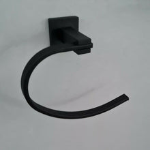 Load image into Gallery viewer,  Black Towel Ring Black Towel Holder Bathroom WC Square Wall Mounted Modern Towel Rail Holder Black Stylish Accessory
