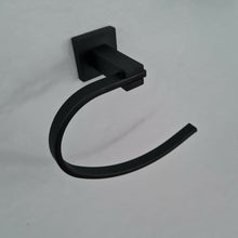 Load image into Gallery viewer, Black Wall Mounted Towel Ring Black Towel Holder Bathroom WC Square Wall Mounted Modern Towel Rail Holder Black Stylish Accessory
