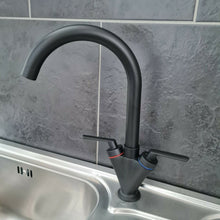 Load image into Gallery viewer, kitchen tap black Kitchen Tap Black Finish Dual Lever Taps Mono Mixer Faucet
