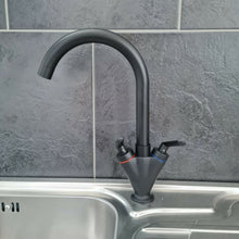 Load image into Gallery viewer, black tap kitchen Kitchen Tap Black Finish Dual Lever Taps Mono Mixer Faucet
