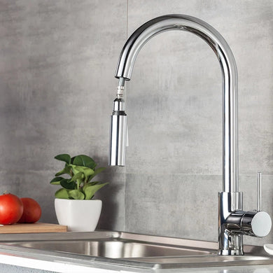 kitchen tap pull out Kitchen Tap Chrome Finish Swivel Kitchen Faucet Pull Out Sprayer Mixer Tap