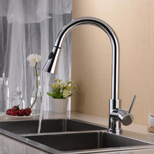 Load image into Gallery viewer, kitchen tap with pull out spray Kitchen Tap Chrome Finish Pull Out Sprayer Handle Mixer Swivel Kitchen Tap
