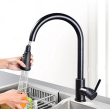 Load image into Gallery viewer, Kitchen Tap Black Matte Kitchen Tap Black Finish Pull Out 360°Swivel Spout Spray Faucet
