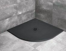 Load image into Gallery viewer, Shower Tray Black Finish 800 x 800mm Graphite Slate Effect Quadrant Shower Tray Black Finish
