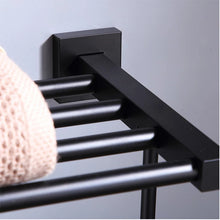 Load image into Gallery viewer, black towel holder wall 60cm Towel Holder Black Finish Wall Mounted Rack Holder Accessory
