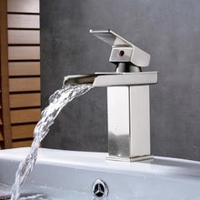 Load image into Gallery viewer,  mono basin taps Square Basin Tap Chrome Finish Waterfall Mixer Tap Brass Single Lever Modern
