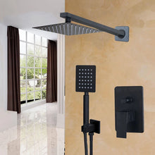 Load image into Gallery viewer, black thermostatic shower   Concealed Rear Wall Black Matt Square Shower Set Mixer Square Head
