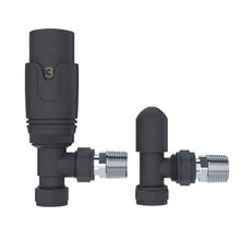 Load image into Gallery viewer, Towel Raditor Valves Anthracite Thermostatic and Manual Control Corner Towel Radiator Valves15mm Pair
