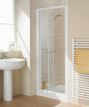 Load image into Gallery viewer, Bi-Fold Shower Bathroom  Bi-Fold Shower Bathroom 995mm White Frame Glass Shower Door
