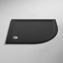 Load image into Gallery viewer,  Graphite Slate Effect Offset Quadrant Shower Tray 1200 x 800mm Graphite Slate Effect Offset Quadrant Shower Tray Anthracite Finish
