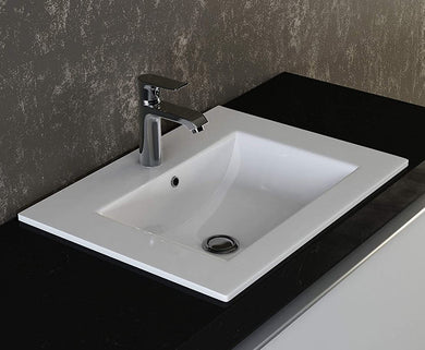 Basin Sink Cloakroom Basin Sink Worktop Countertop Cloakroom Ceramic Bathroom White 600x360mm
