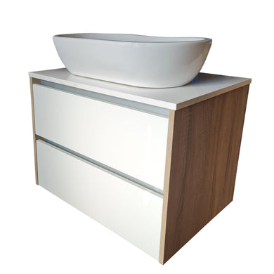 Wall Hung Vanity Unit & Ceramic Sink 800mm White Bathroom Storage