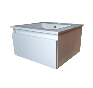 Vanity Unit 600mm Wall Hung Vanity Ceramic Sink Basin Unit 1 Drawer Cabinet Gray Finish