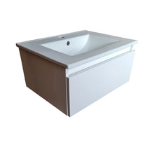 Load image into Gallery viewer, Vanity Unit Basin Sink 600mm Wall Hung Vanity Ceramic Sink Basin Unit 1 Drawer Cabinet Gray Finish
