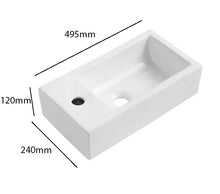 Load image into Gallery viewer, White Gloss Basin Sink 500mm Basin Sink Countertop Ceramic Bathroom Square White
