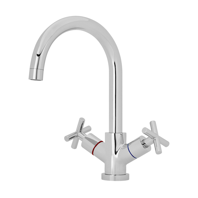 Kitchen Tap Basin sink tap cross handles chrome finish