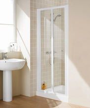 Load image into Gallery viewer, White Frame Shower Door Bi-Fold Shower Bathroom 995mm White Frame Glass Shower Door
