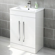 Load image into Gallery viewer, Vanity Unit 600 x 400 mm 600 x 400mm Square Vanity Unit with Long Handles and Slim Edged Basin
