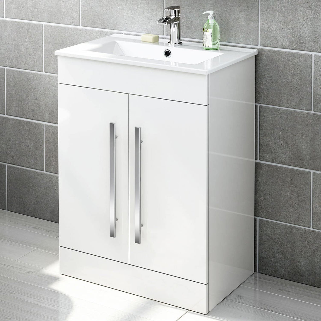 Vanity Unit 600 x 400 mm 600 x 400mm Square Vanity Unit with Long Handles and Slim Edged Basin