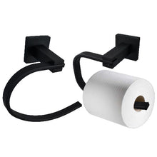 Load image into Gallery viewer, Bathroom Accessories  Black Matt Finish Wall Mounted Bathroom Accessory Set Toilet Roll Towel Ring
