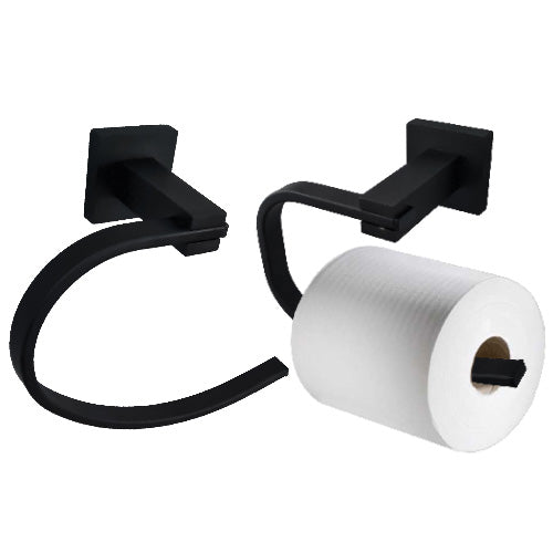 Bathroom Accessories  Black Matt Finish Wall Mounted Bathroom Accessory Set Toilet Roll Towel Ring