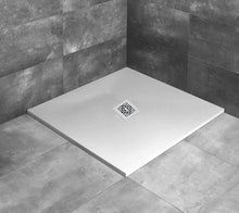 Load image into Gallery viewer, Shower Tray White Finish Slate Effect Graphite Slate Effect Square Shower Tray White Finish
