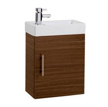 Load image into Gallery viewer, Wall Hung Vanity Unit 400mm Wall Hung Vanity Unit Walnut Cabinet Nutmeg Finish Ceramic Sink Basin

