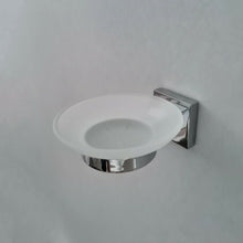 Load image into Gallery viewer, Soap Dish Holder Frosted Glass Chrome Finish
