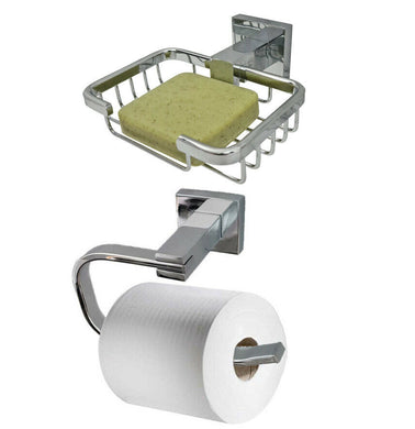 Tb+ Bathroom Accessory Set Polished Chrome Toilet Roll Holder & Soap Holder Set Offer Tb+ Bathroom Accessory Set Polished Chrome Toilet Roll Holder & Soap Holder Set Offer