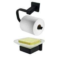 Load image into Gallery viewer, TB+ Bathroom Accessory Set Toilet Roll Holder &amp; Soap Holder Black Dish &amp; Holder Set Offer
