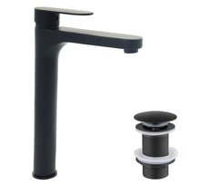 Load image into Gallery viewer, Basin Tall Tap TB+ Bathroom Tall Black Basin Sink Mixer Tap &amp; Slotted Click Clack Set Offer
